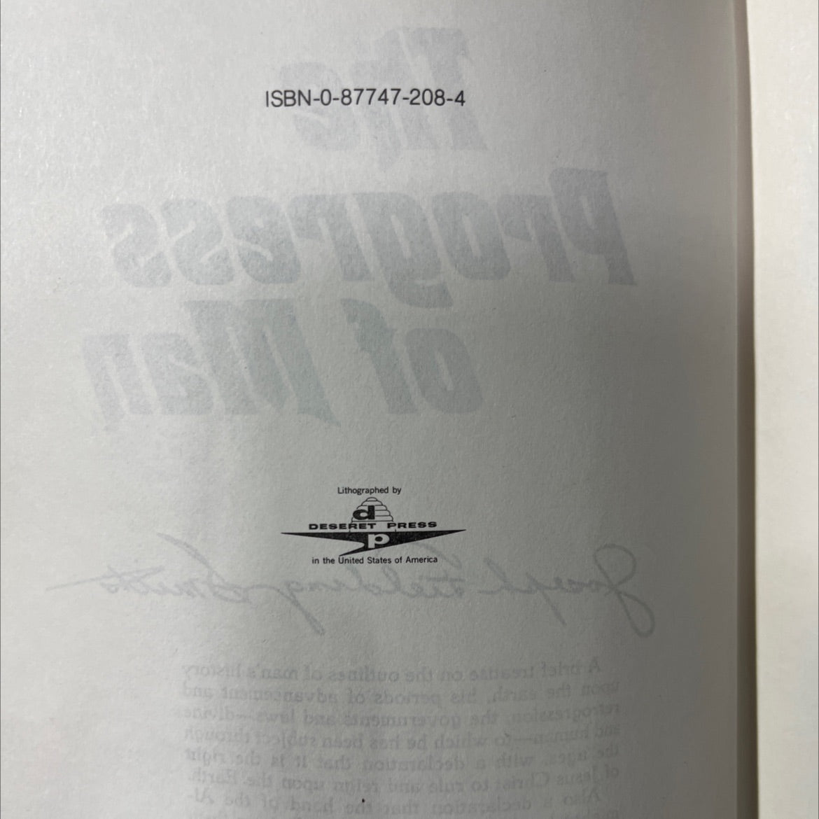 the progress of man book, by joseph fielding smith, 1973 Hardcover image 3