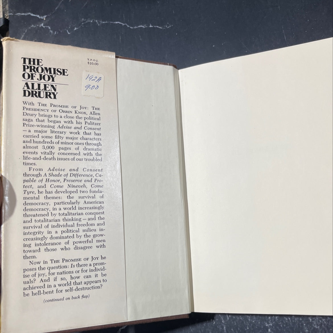 the promise of joy book, by allen drury, 1975 Hardcover image 4