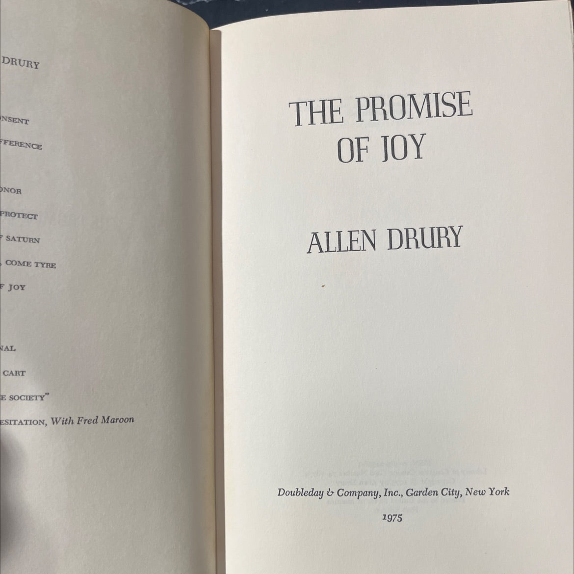 the promise of joy book, by allen drury, 1975 Hardcover image 2