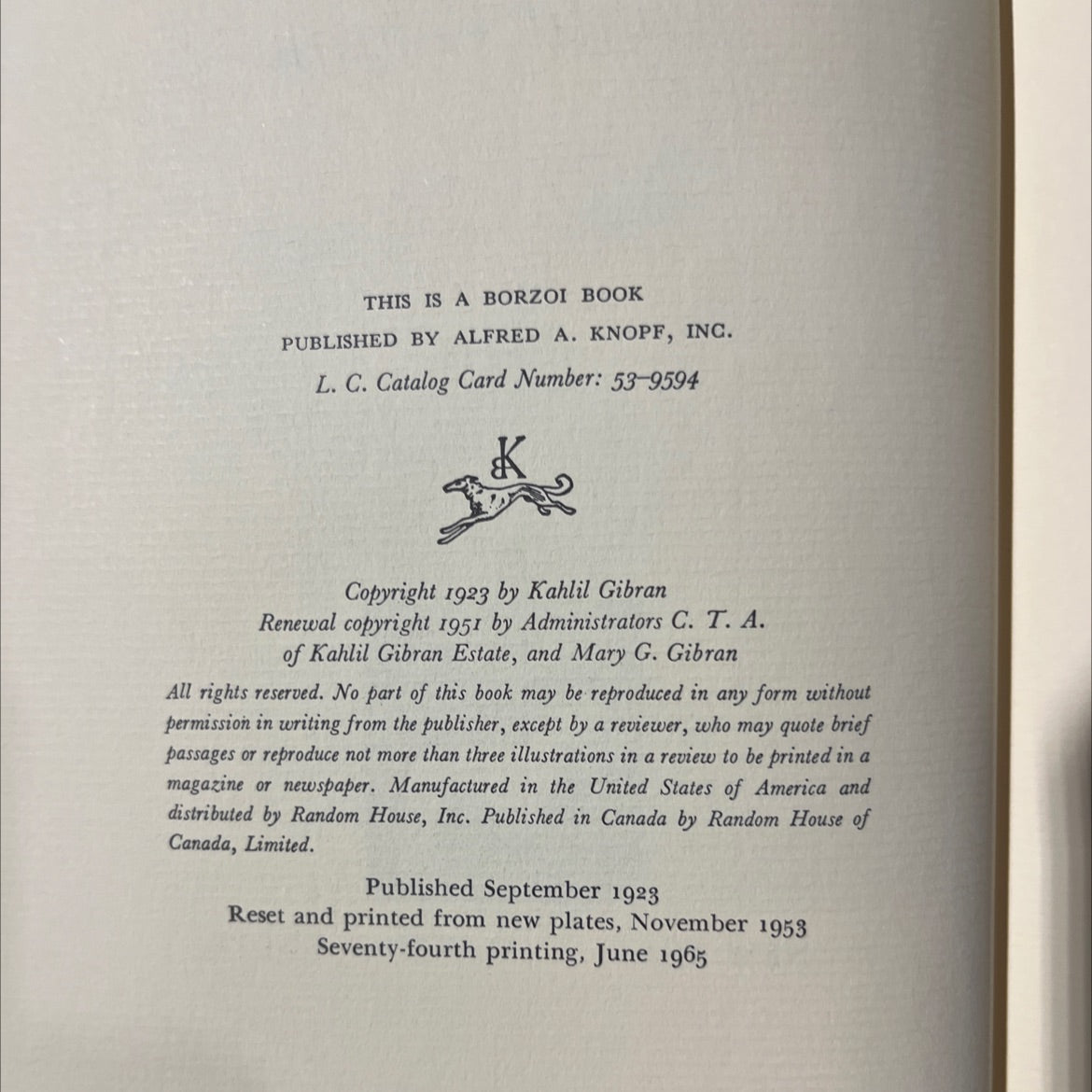 the prophet book, by Kahlil Gibran, 1965 Hardcover image 3