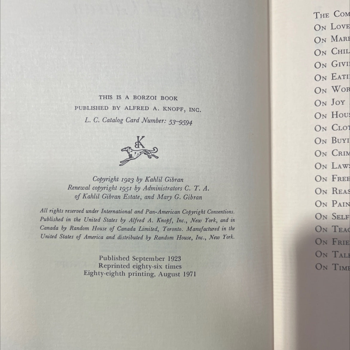 the prophet book, by Kahlil Gibran, 1971 Hardcover image 3