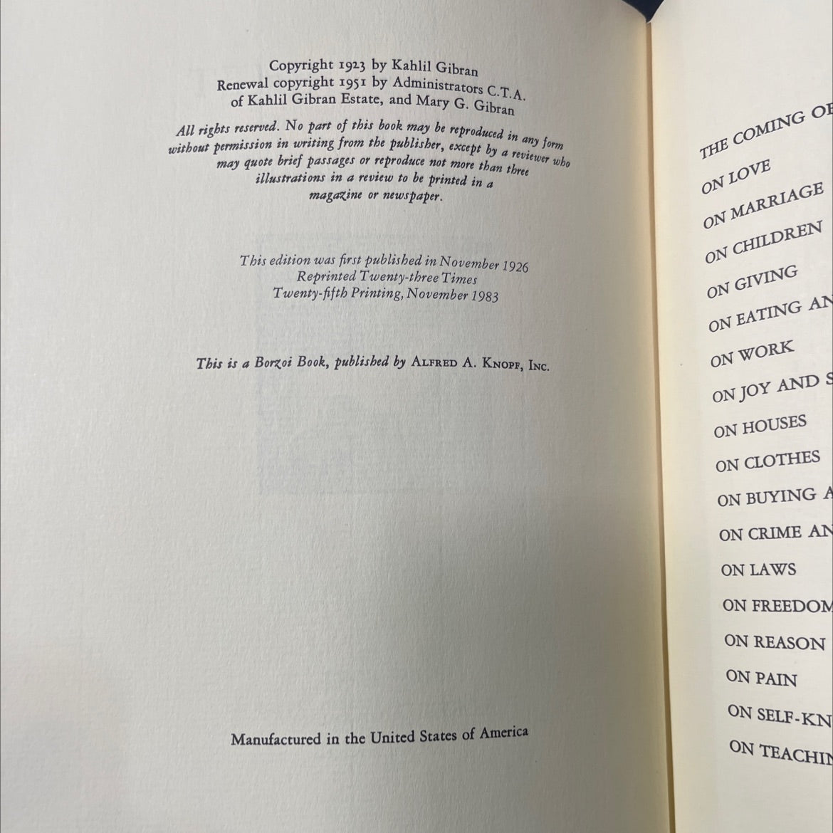 the prophet book, by kahlil gibran, 1983 Hardcover image 3