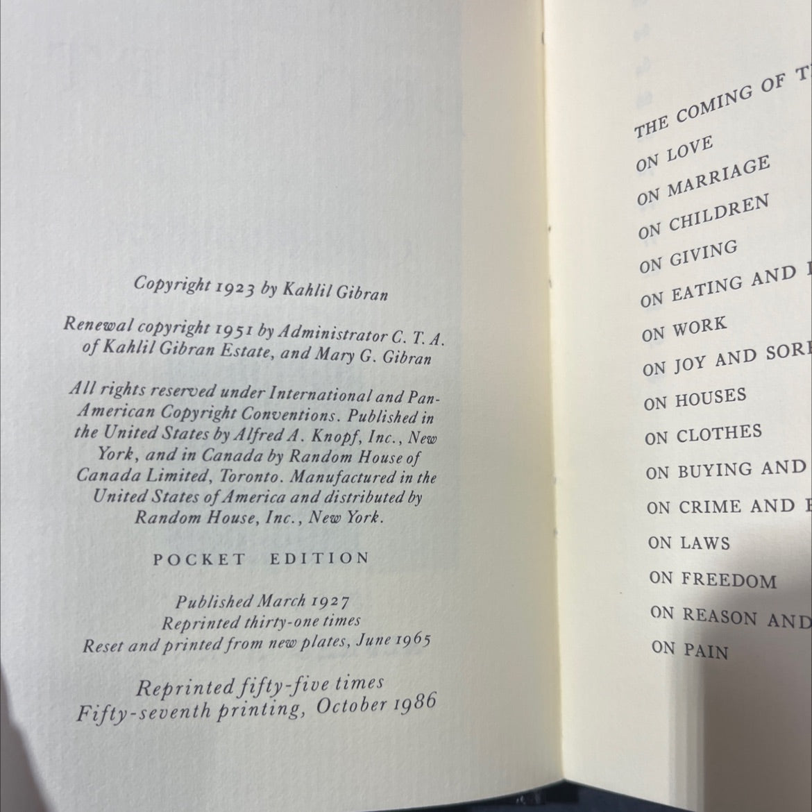 the prophet book, by kahlil gibran, 1986 Hardcover image 3