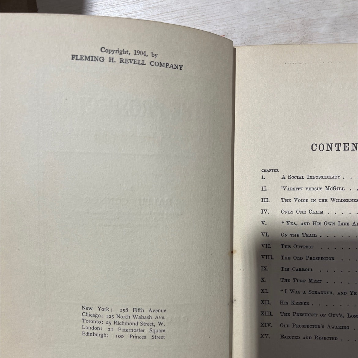 the prospector a tale of the crow's nest pass book, by ralph by connor, 1904 Hardcover, Antique image 3