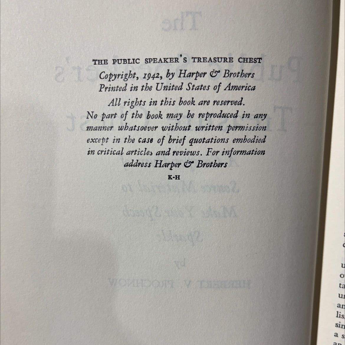 the public speaker's treasure chest book, by herbert v. prochnow, 1942 Hardcover image 3