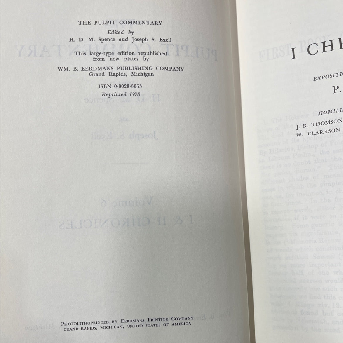the pulpit commentary 1 & 2 chronicles book, by H. D. M. Spence, Joseph S. Exell, 1978 Hardcover image 3