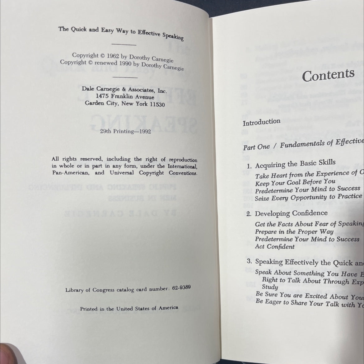 the quick and easy way to effective speaking book, by dorothy carnegie, 1990 Hardcover image 3