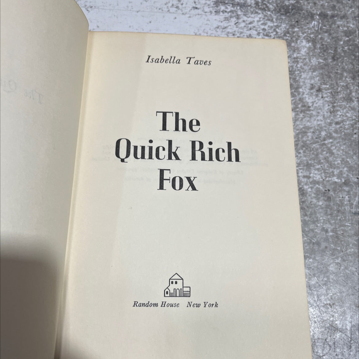 the quick rich fox book, by Isabella Taves, 1959 Hardcover image 2
