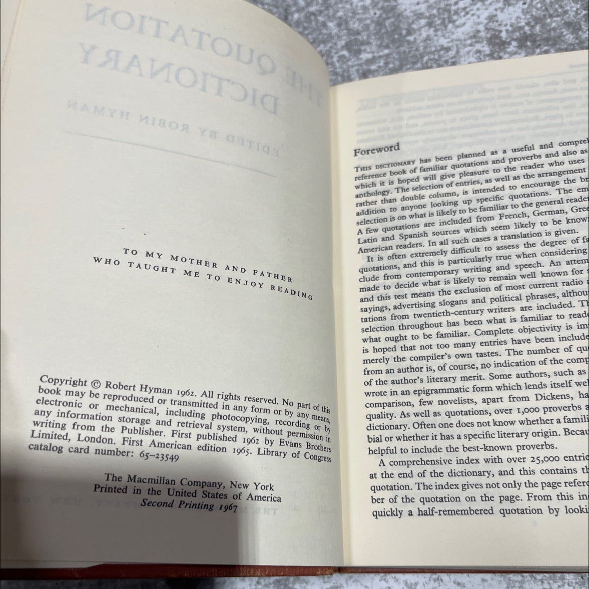 the quotation dictionary book, by robin hyman, 1967 Hardcover image 3