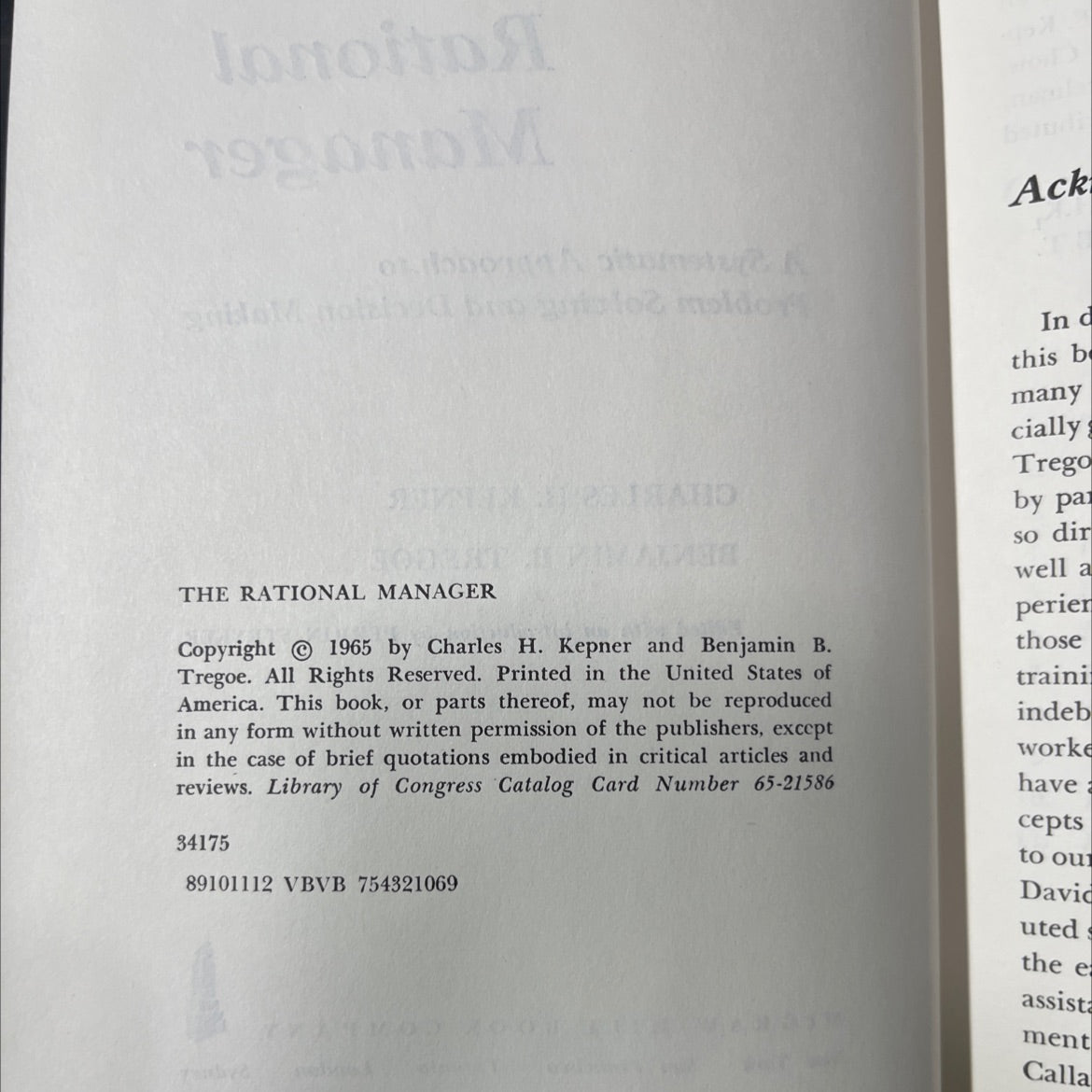 the rational manager a systematic approach to problem solving and decision making book, by charles h. kepner, benjamin image 3