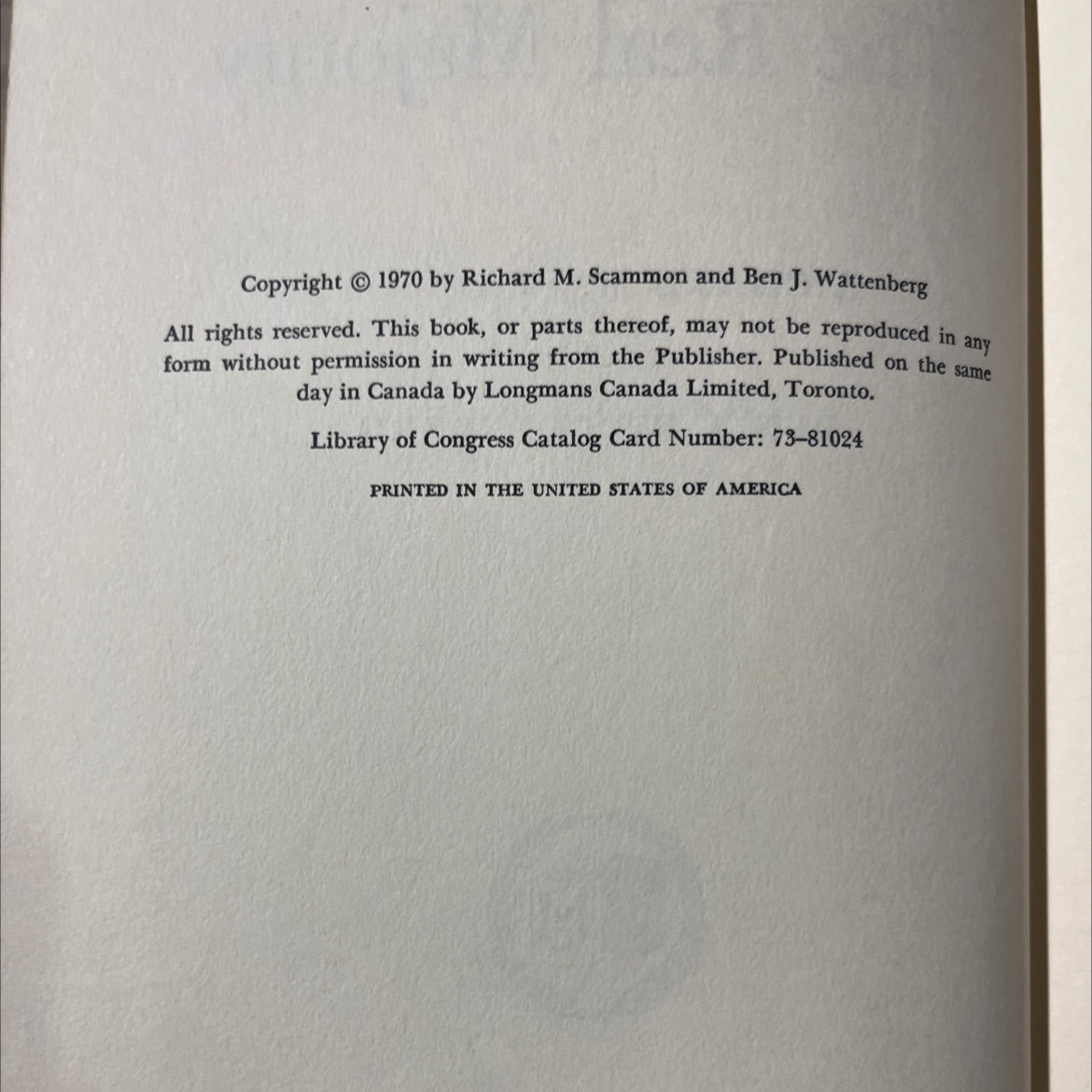 the real majority book, by richard m. scammon and ben j. wattenberg, 1970 Hardcover image 3