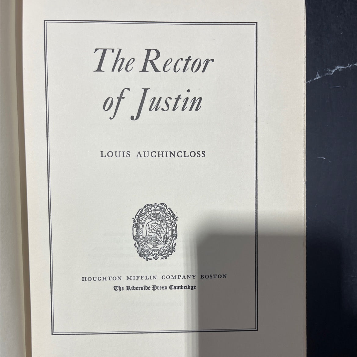 the rector of justin book, by louis auchincloss, 1964 Hardcover image 2