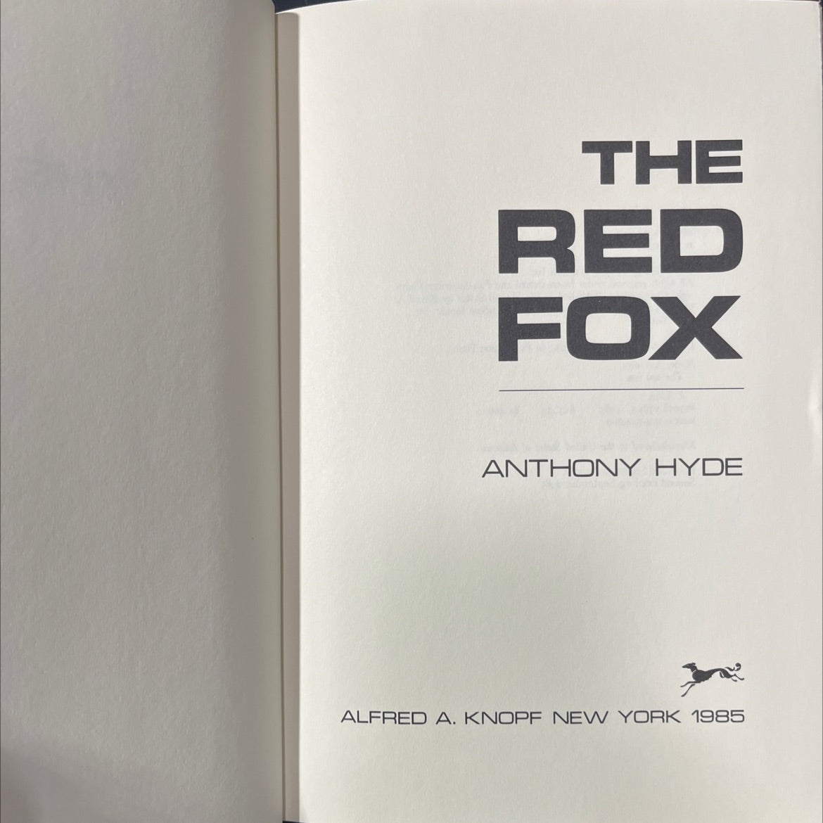 the red fox book, by anthony hyde, 1985 Hardcover image 2