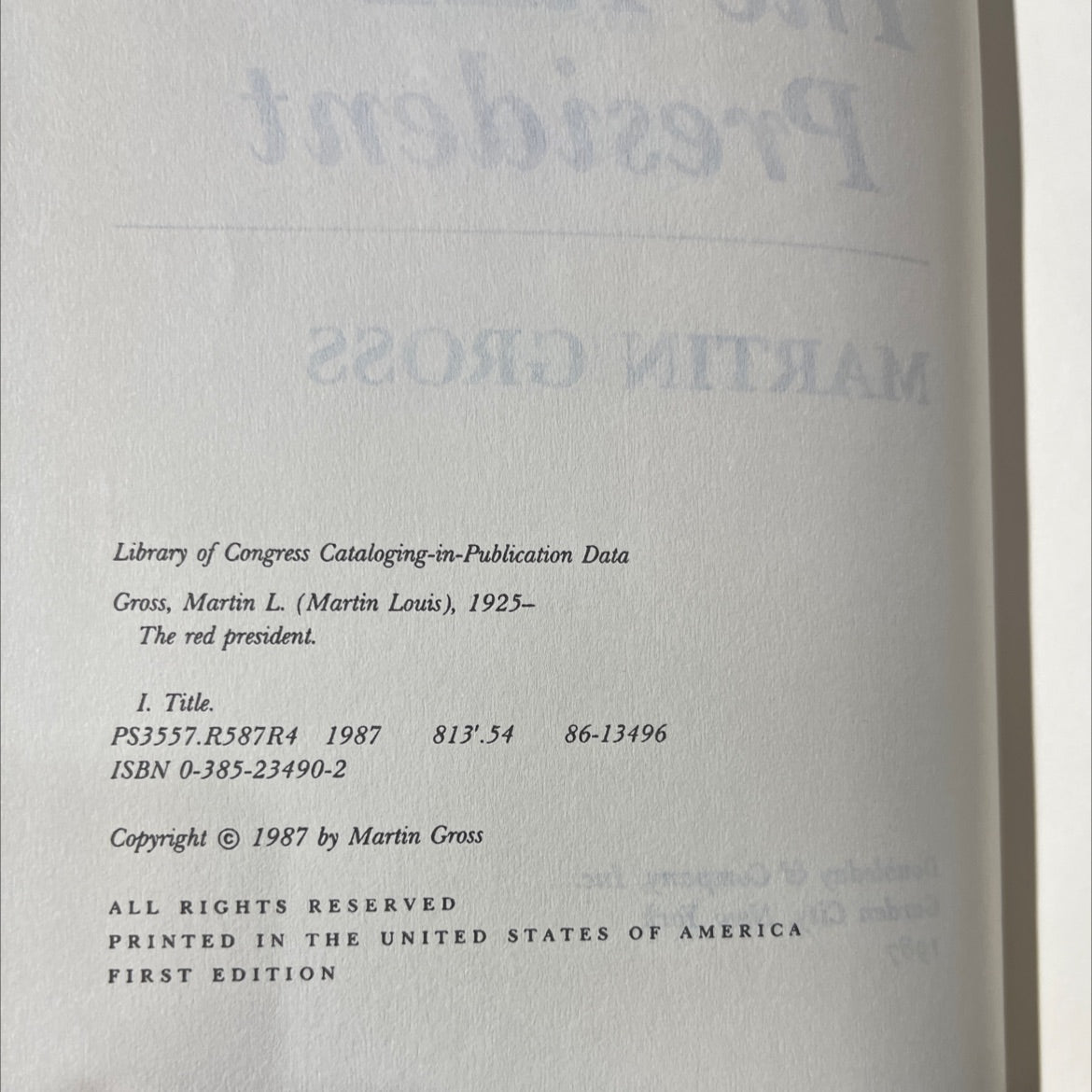 the red president book, by martin gross, 1987 Hardcover image 3