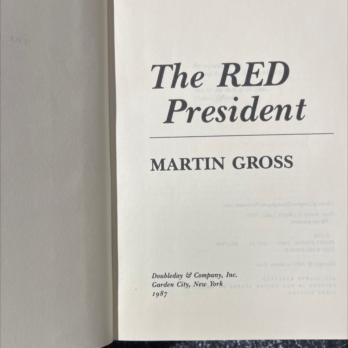 the red president book, by martin gross, 1987 Hardcover image 2