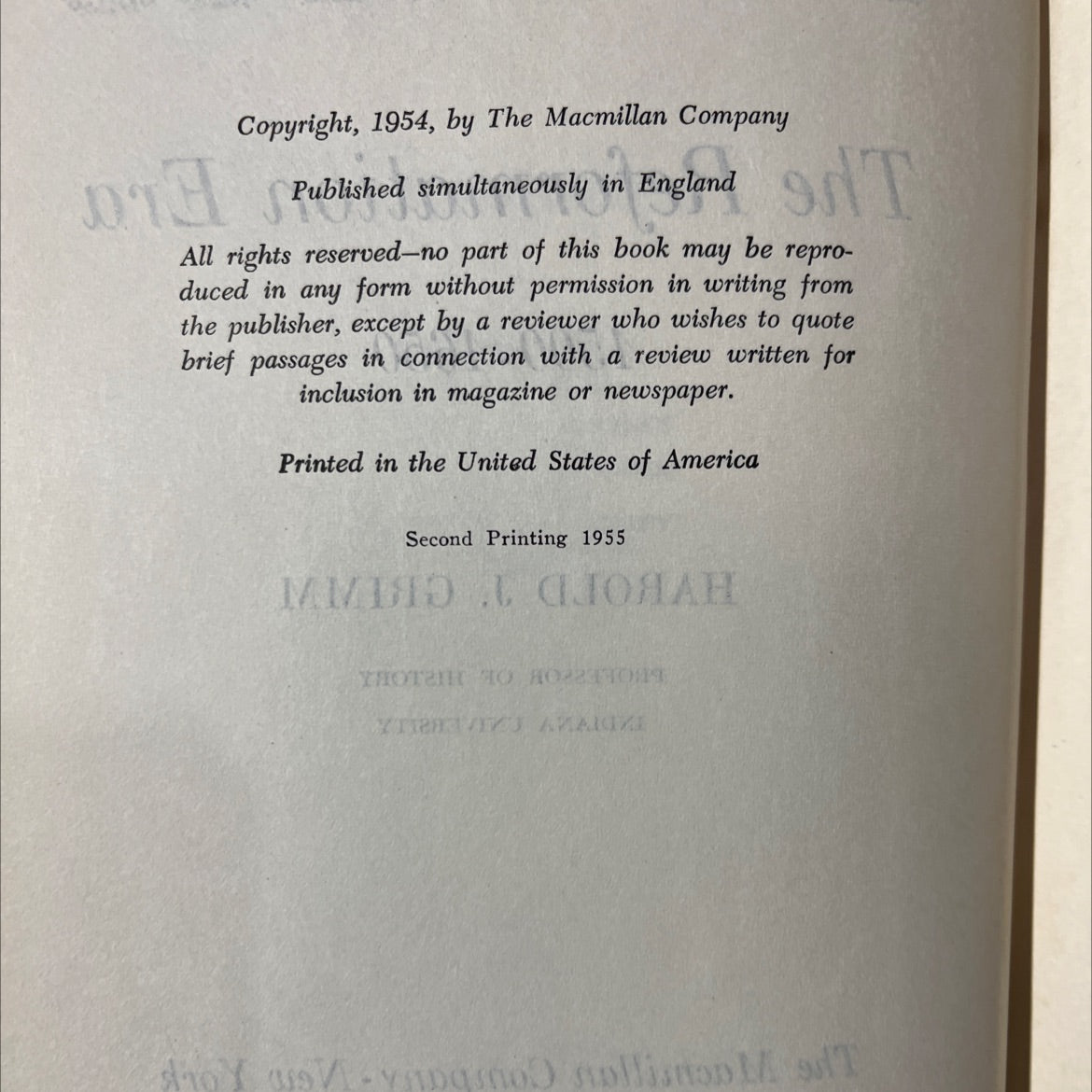 the reformation era 1500-1650 book, by harold j. grimm, 1954 Hardcover image 3