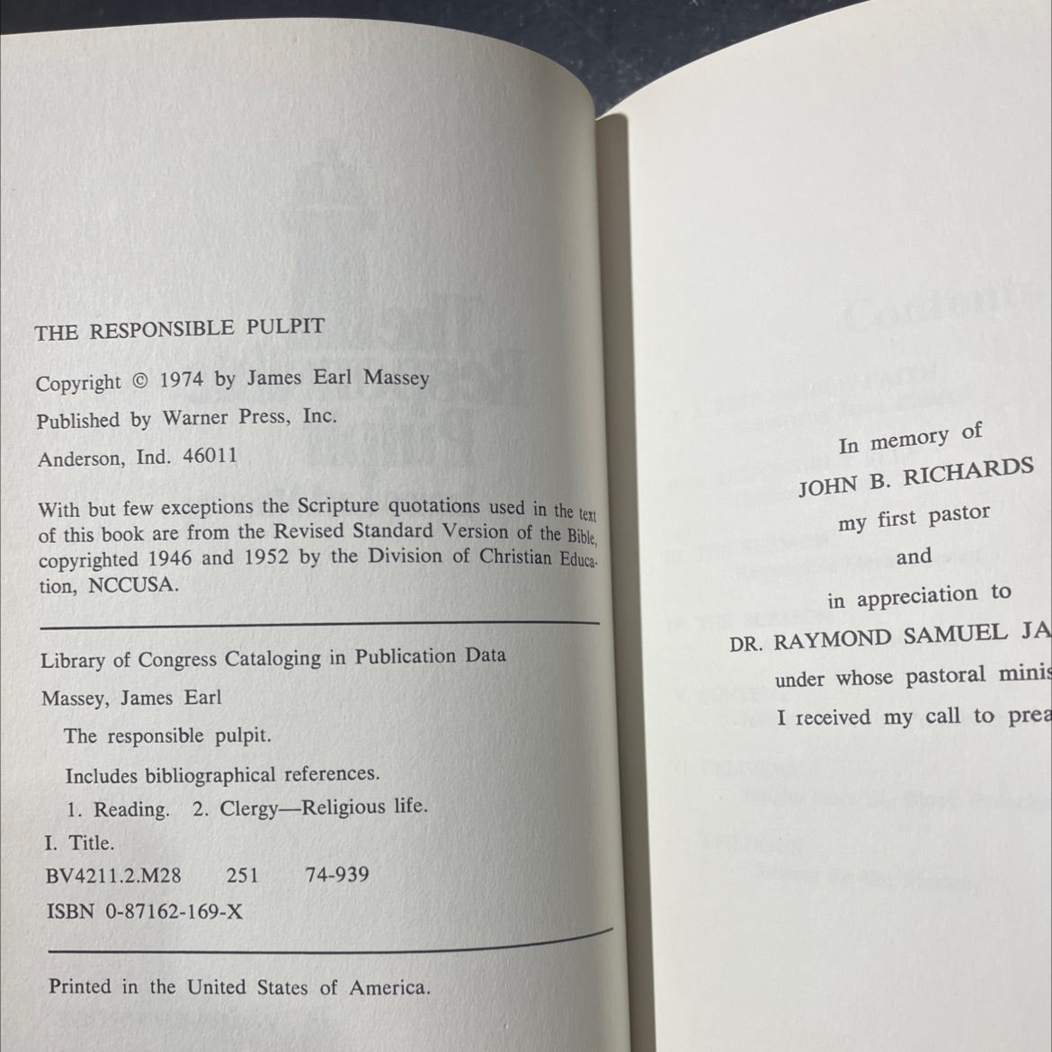 the responsible pulpit book, by james earl massey, 1974 Hardcover image 3
