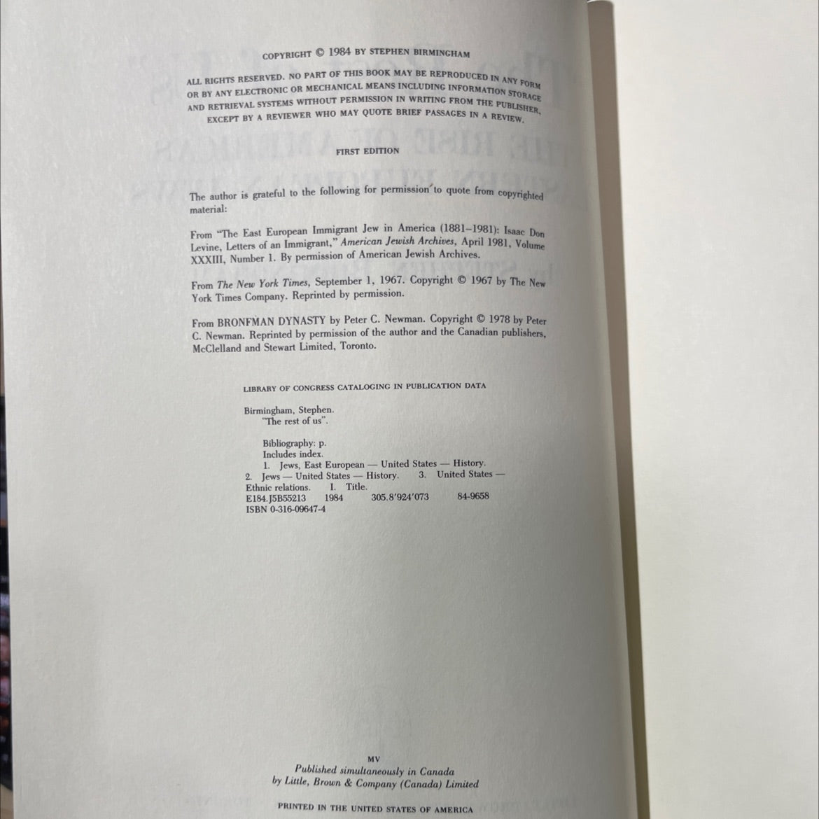 the rest of us book, by stephen birmingham, 1984 Hardcover image 3