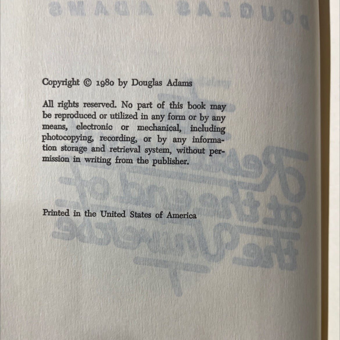 the restaurant at the end of the universe book, by douglas adams, 1980 Hardcover image 3