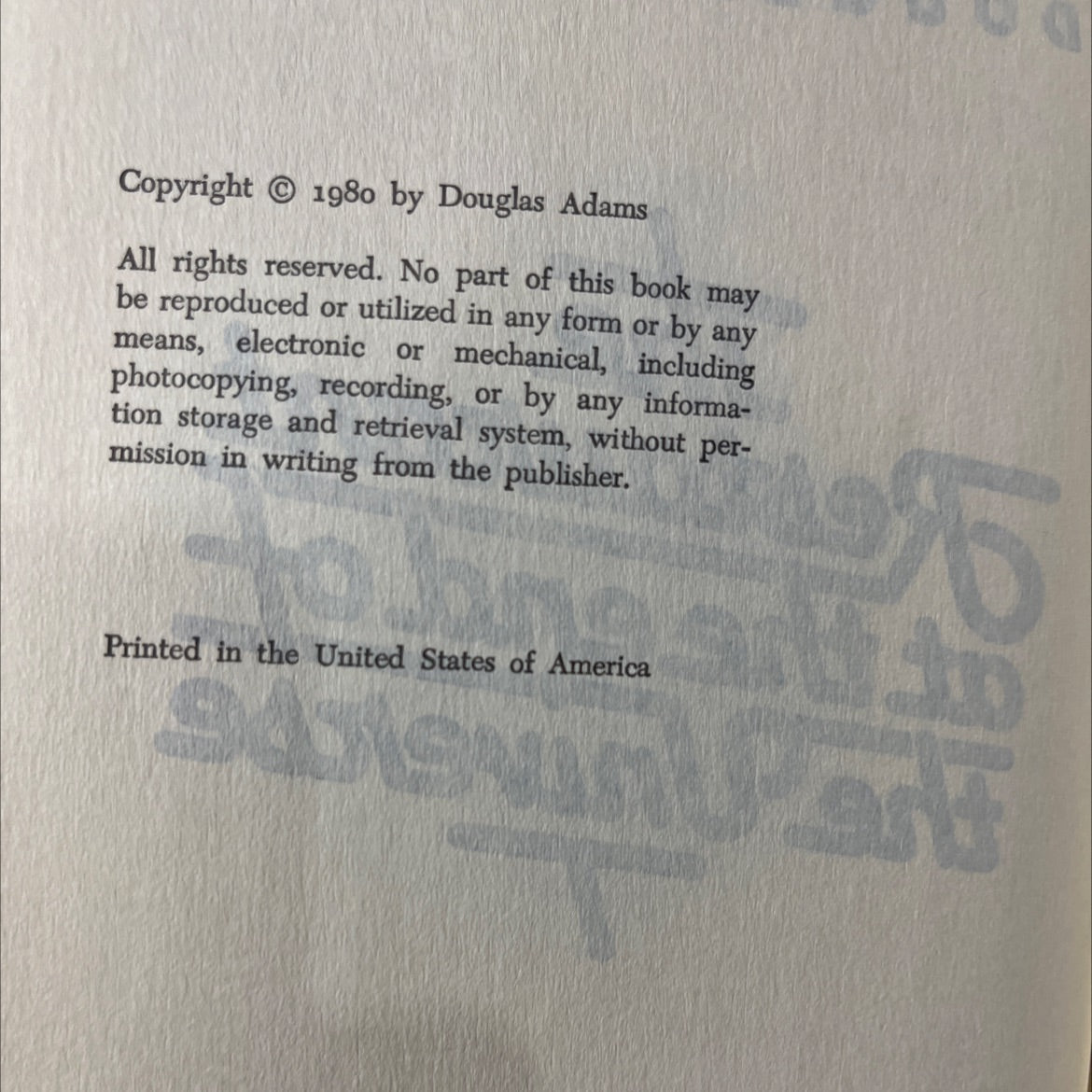 the restaurant at the end of the universe book, by douglas adams, 1980 Hardcover image 3