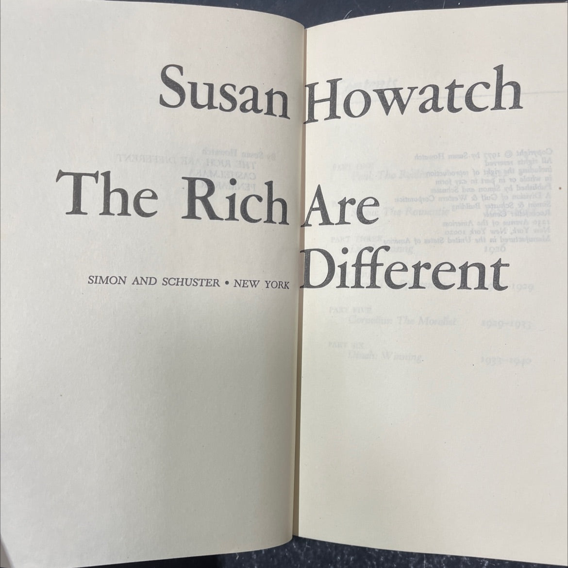 the rich are different book, by Susan Howatch, 1977 Hardcover image 2