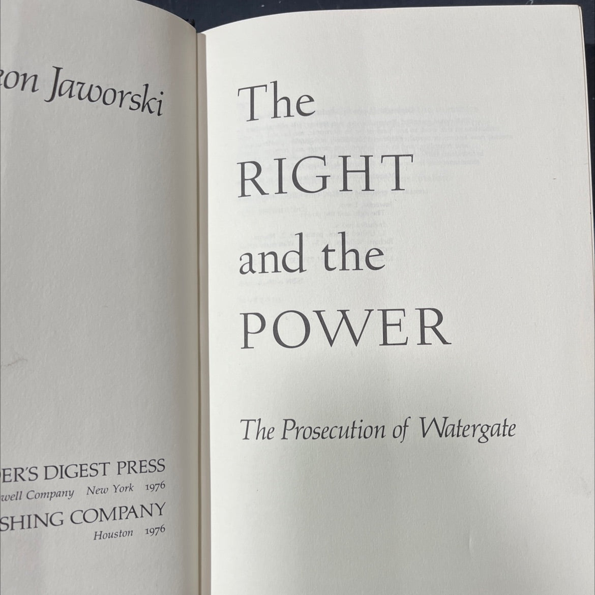 the right and the power book, by Leon Jaworski, 1976 Hardcover image 2