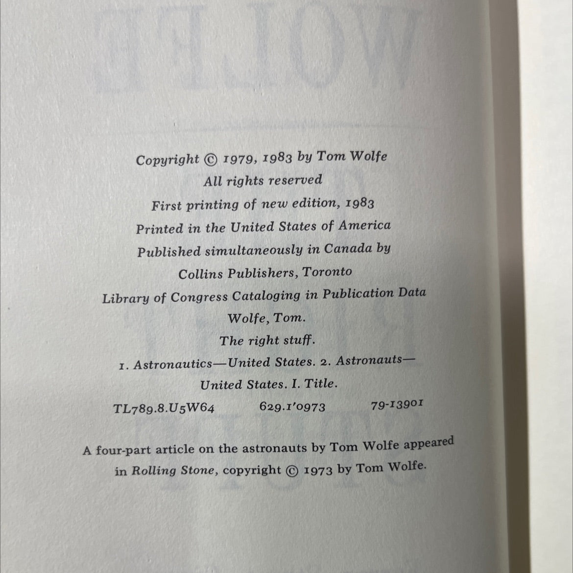 the right stuff book, by Tom Wolfe, 1983 Hardcover image 3