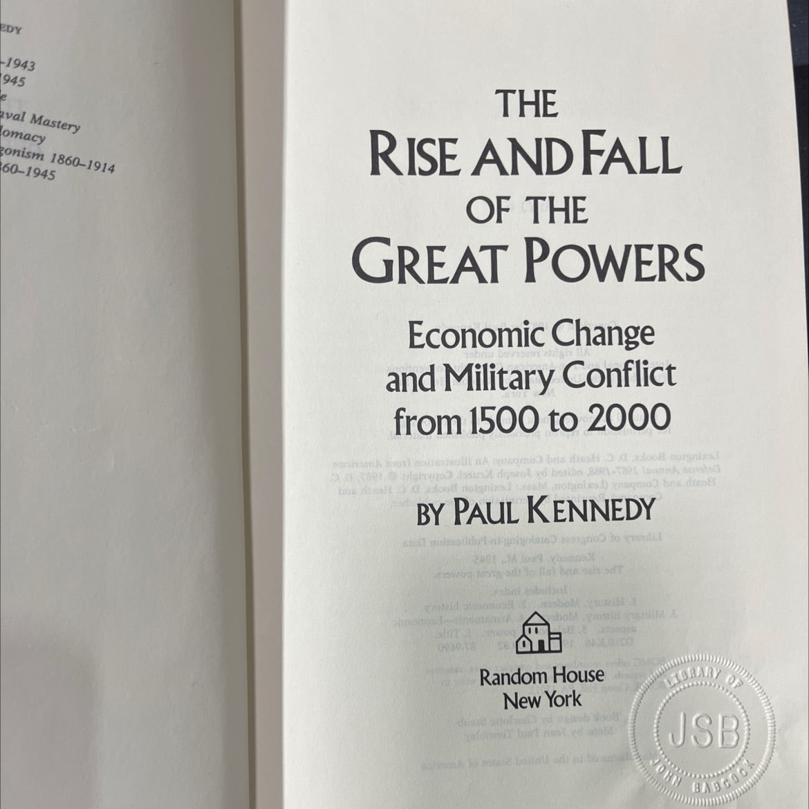 the rise and fall of the great powers book, by Paul Kennedy, 1987 Hardcover image 2