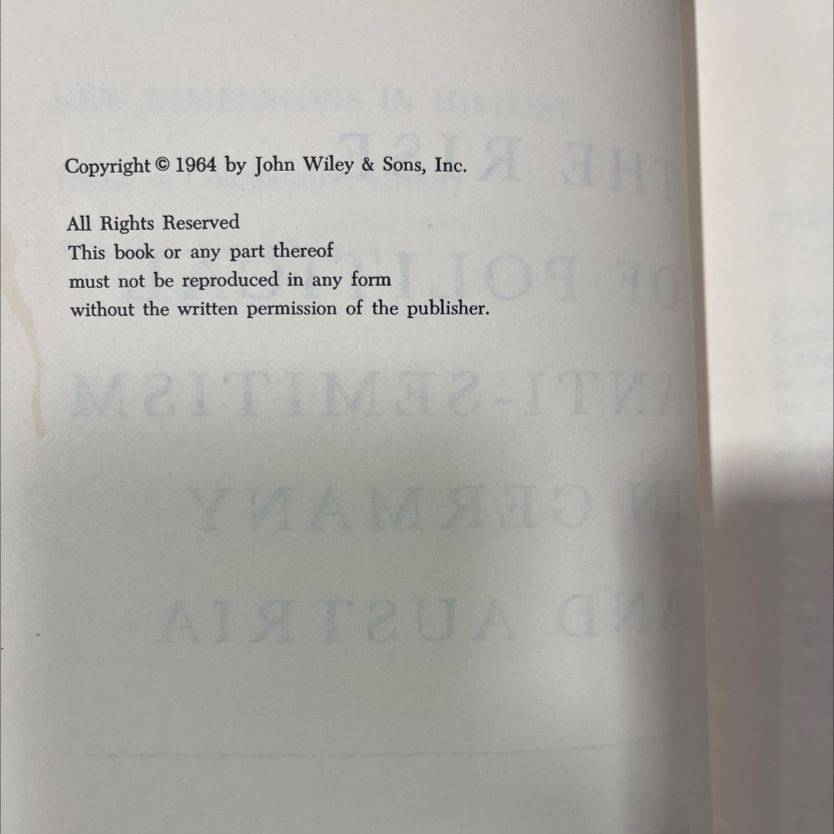 the rise of political anti-semitism in germany and austria book, by p. g. j. pulzer, 1964 Hardcover image 3