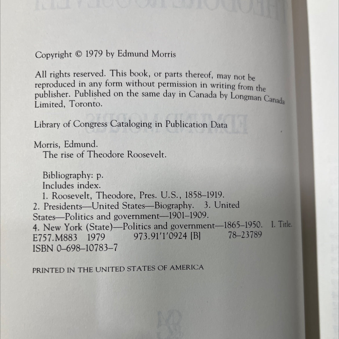 the rise of theodore roosevelt book, by edmund morris, 1979 Hardcover image 3