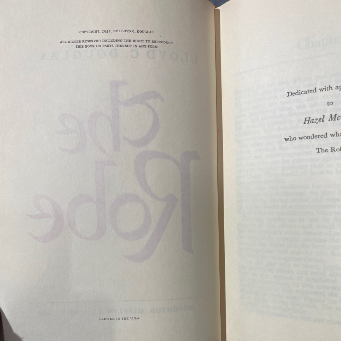 the robe book, by lloyd c. douglas, 1942 Hardcover image 3