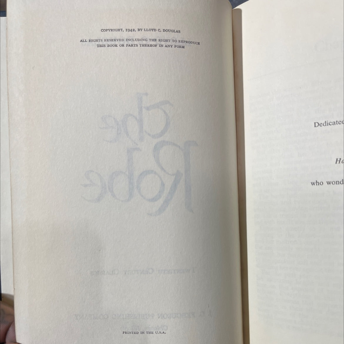 the robe book, by lloyd c. douglas, 1942 Hardcover image 3