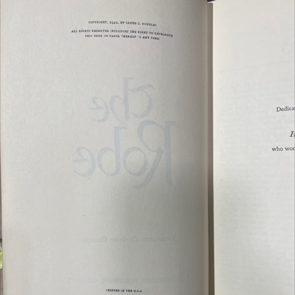 the robe book, by lloyd c. douglas, 1942 Hardcover image 3
