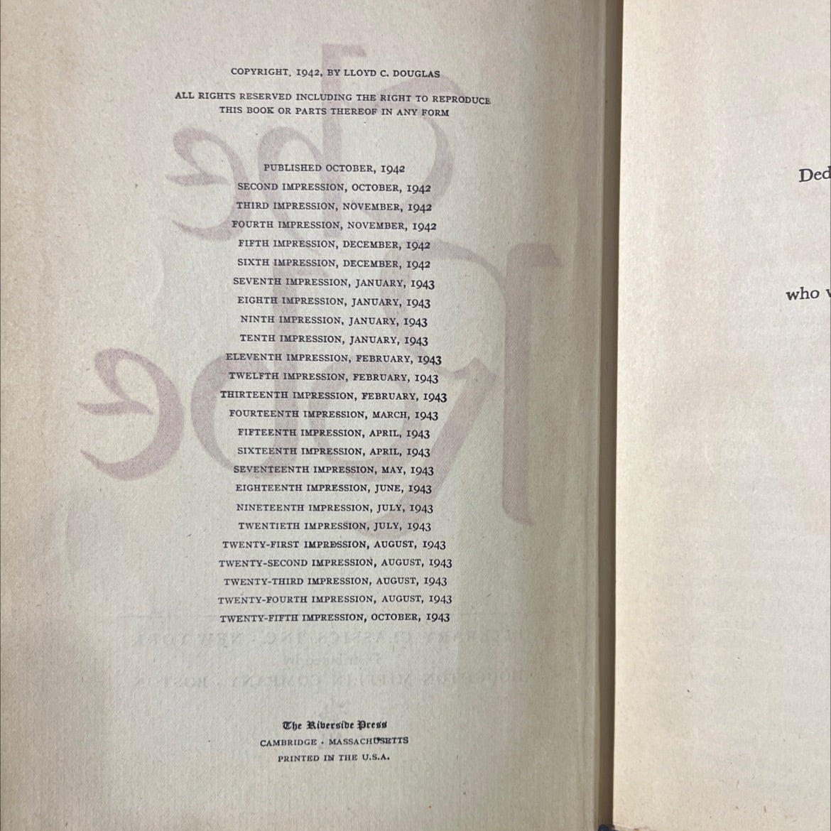 the robe book, by lloyd c. douglas, 1943 Hardcover image 3