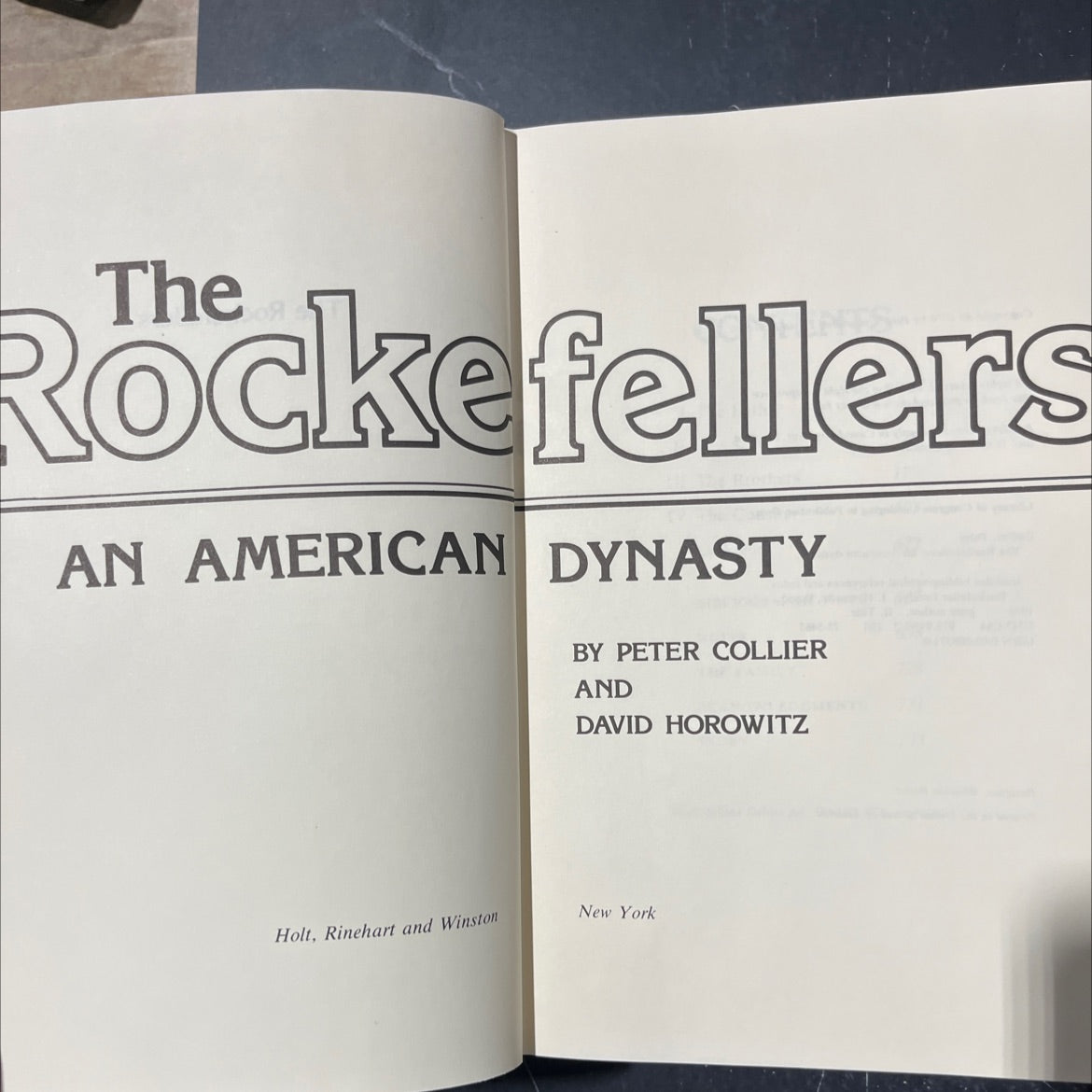 the rockefellers an american dynasty book, by Peter Collier and David Horowitz, 1976 Hardcover image 2