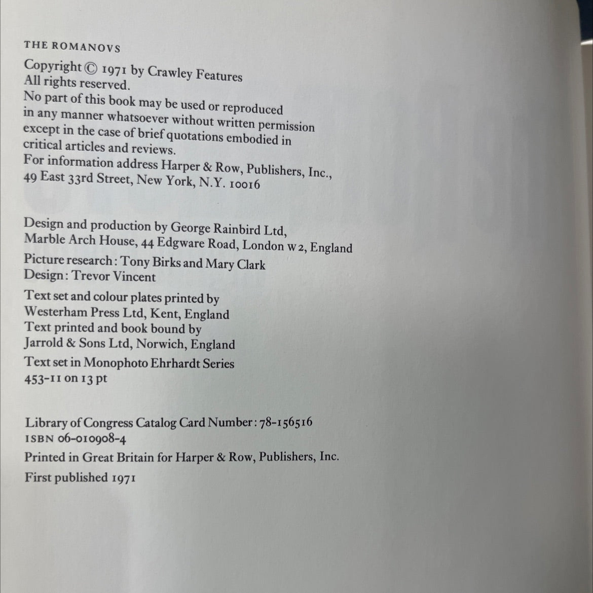 the romanovs book, by Virginia Cowles, 1971 Hardcover image 3