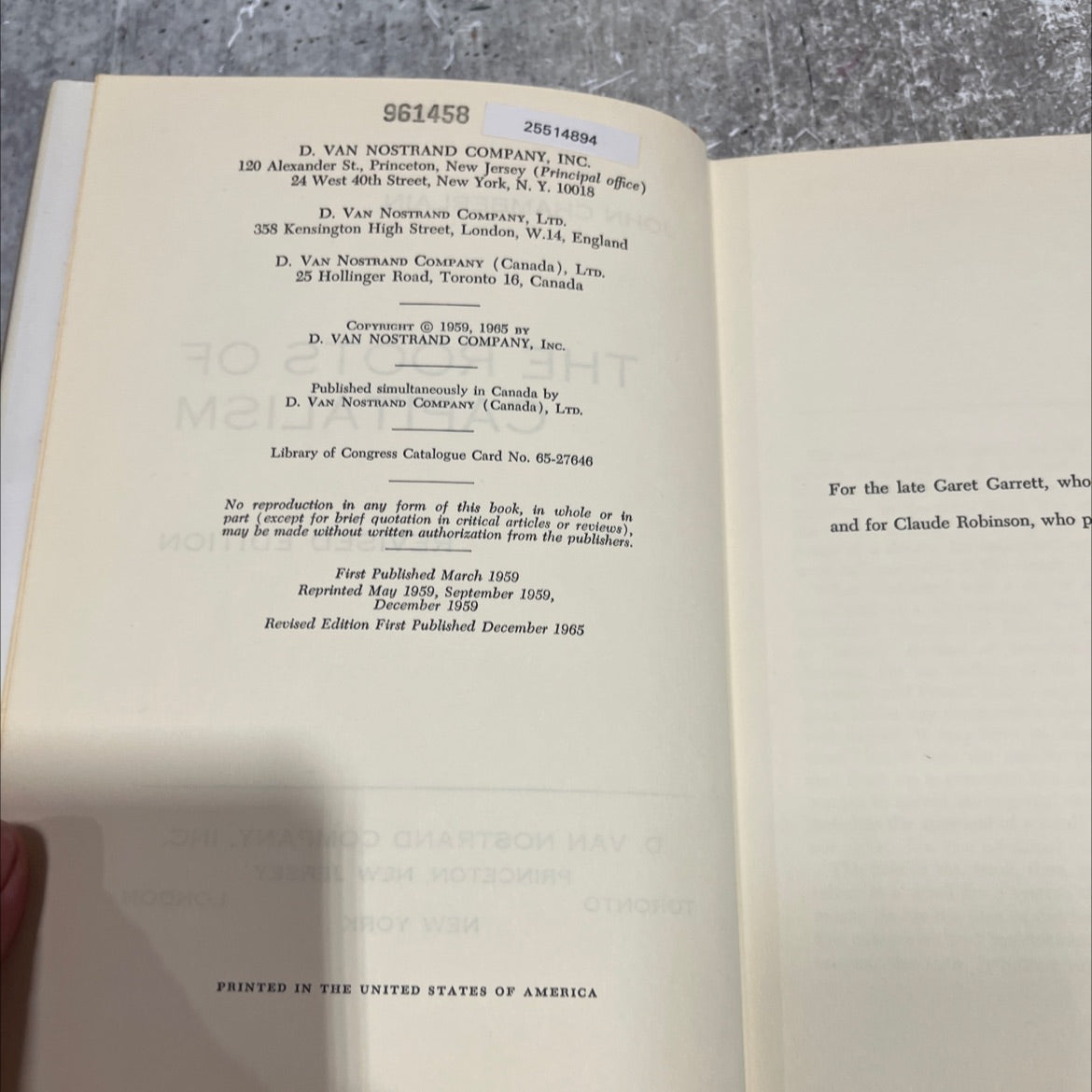 the roots of capitalism book, by john chamberlain, 1965 Hardcover image 3