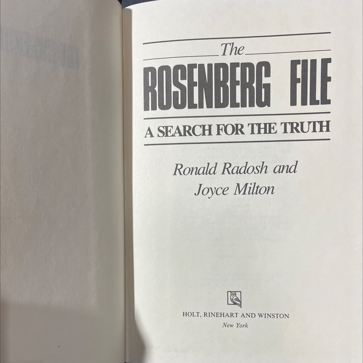 the rosenberg file book, by Ronald Radosh and Joyce Milton, 1983 Hardcover image 2