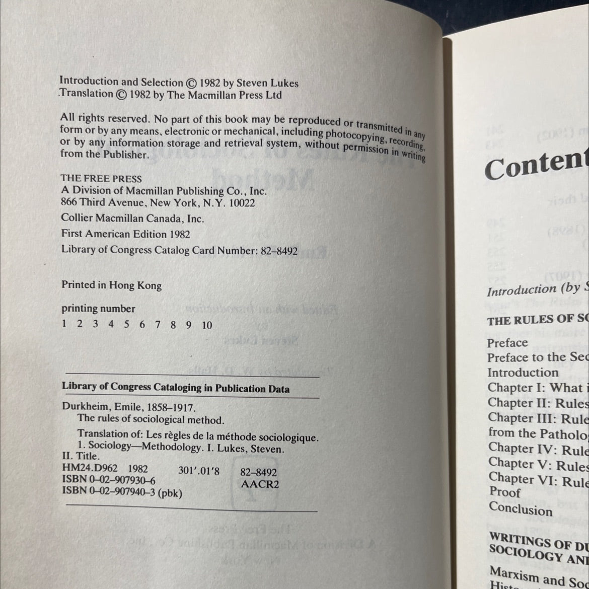 the rules of sociological method book, by emile durkheim, 1982 Hardcover image 3