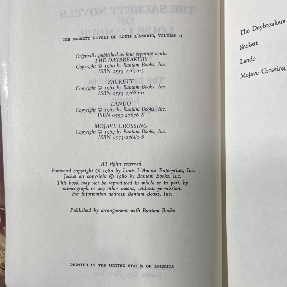 the sackett novels of louis l'amour volume ii book, by louis l'amour, 1980 Hardcover image 3