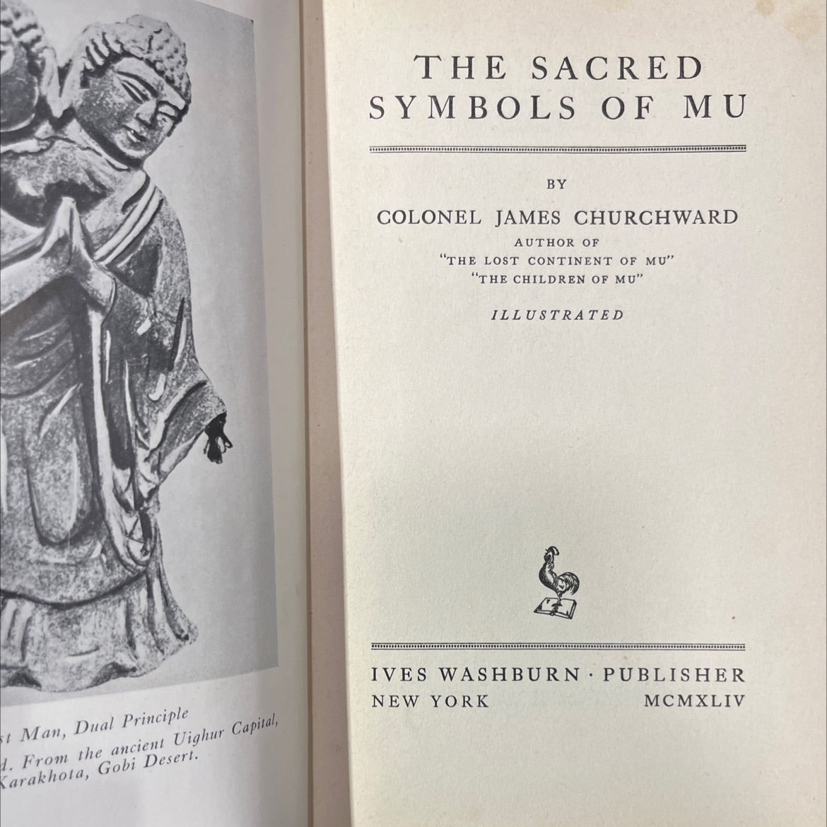 the sacred symbols of mu book, by colonel james churchward, 1944 Hardcover image 2