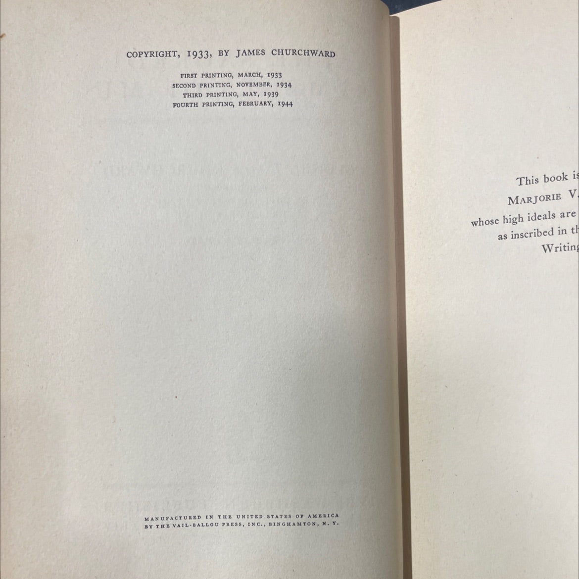 the sacred symbols of mu book, by colonel james churchward, 1944 Hardcover image 3