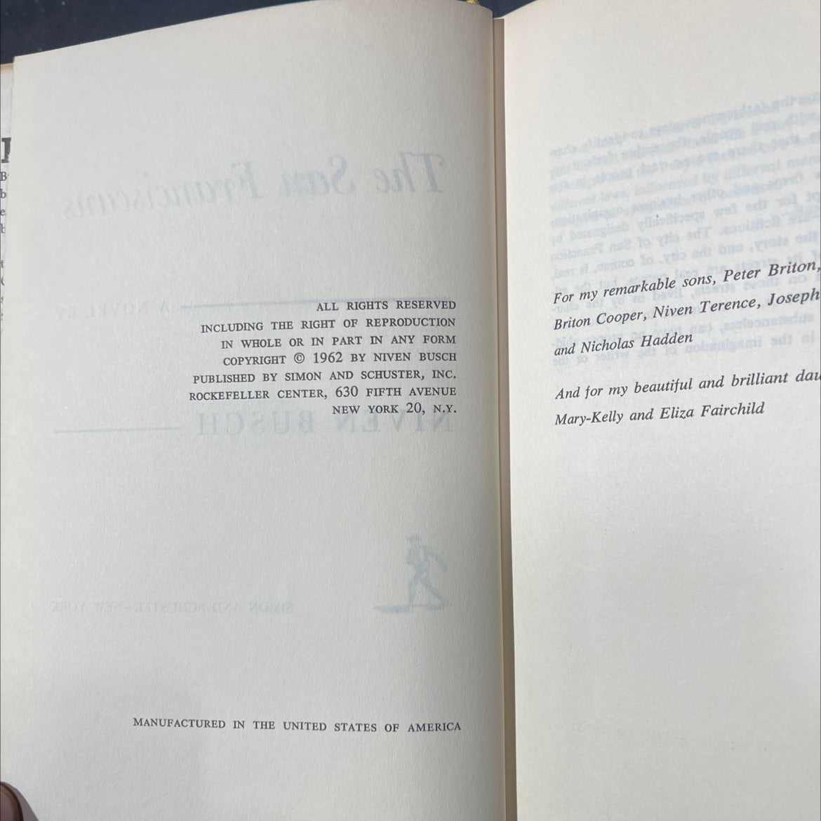 the san franciscans book, by niven busch, 1962 Hardcover image 3