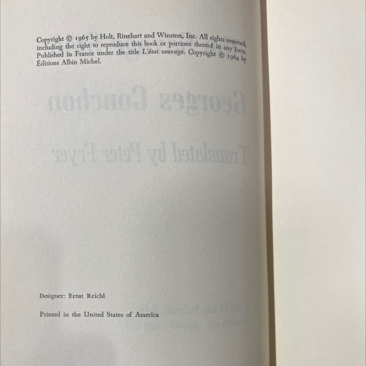 the savage state book, by georges conchon, 1965 Hardcover image 3