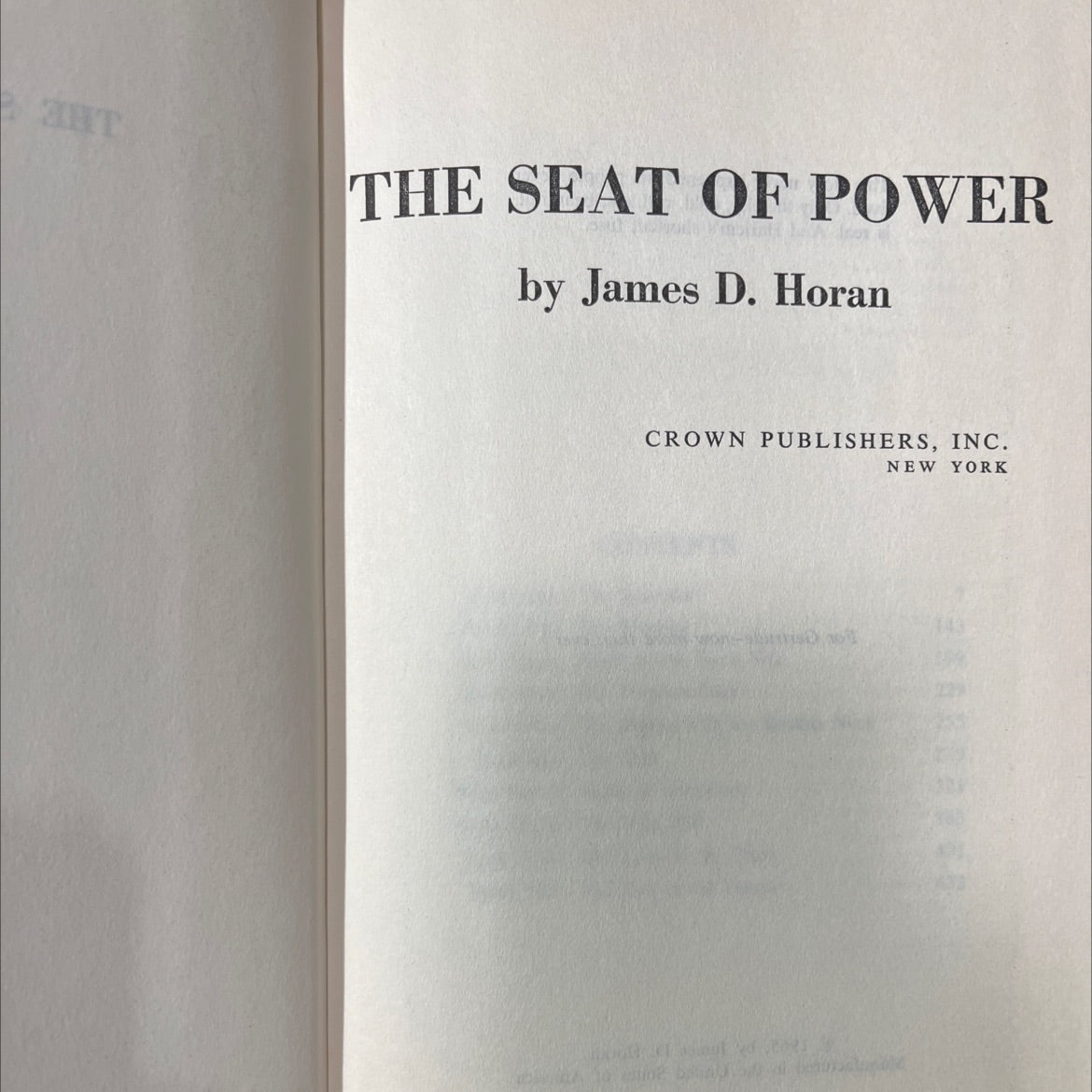 the seat of power book, by James D. Horan, 1965 Hardcover image 2