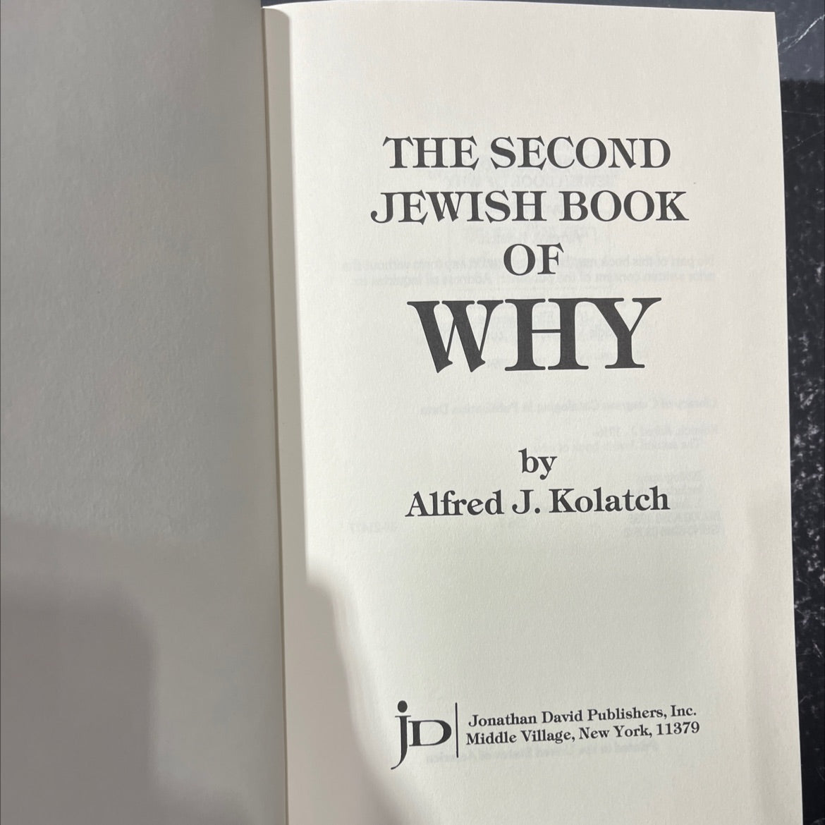 the second jewish book of why book, by Alfred J. Kolatch, 1996 Hardcover image 2