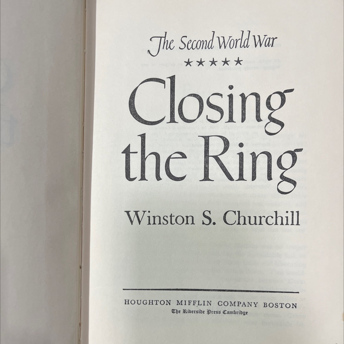 the second world war closing the ring book, by winston s. churchill, 1951 Hardcover image 2