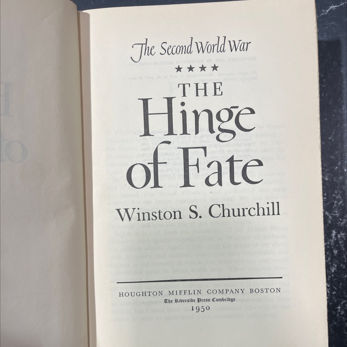 the second world war the hinge of fate book, by winston s. churchill, 1950 Hardcover image 2