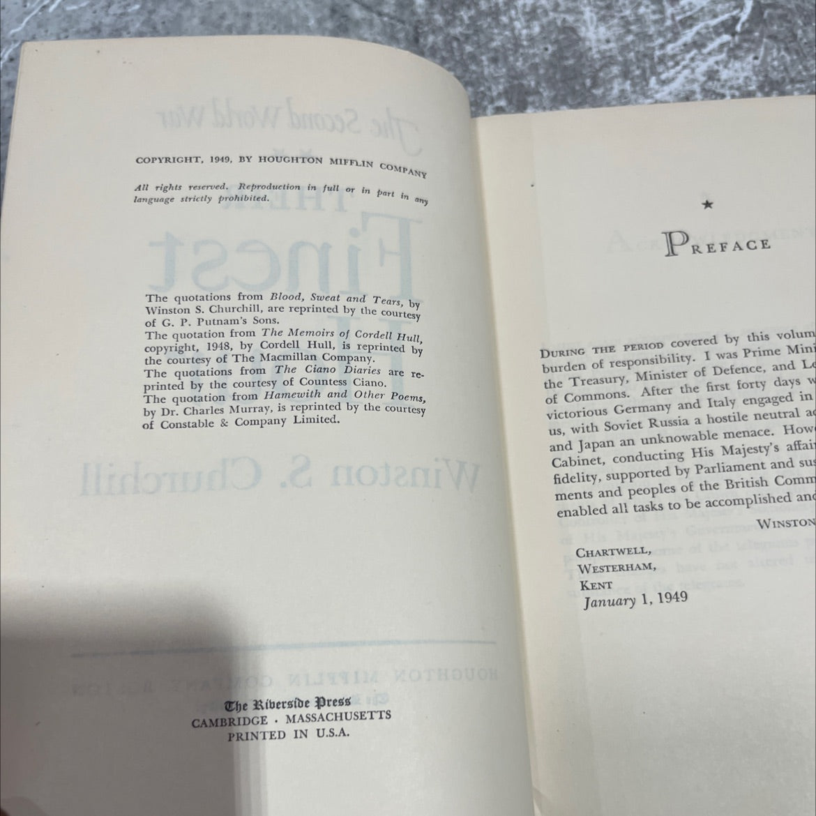 the second world war their finest hour book, by winston s. churchill, 1949 Hardcover image 3