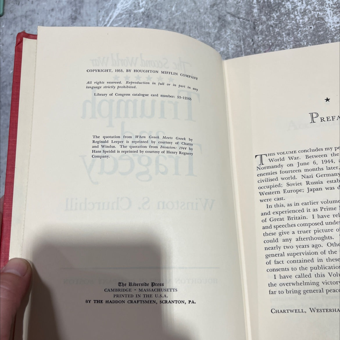 the second world war triumph and tragedy book, by winston s. churchill, 1953 Hardcover image 3